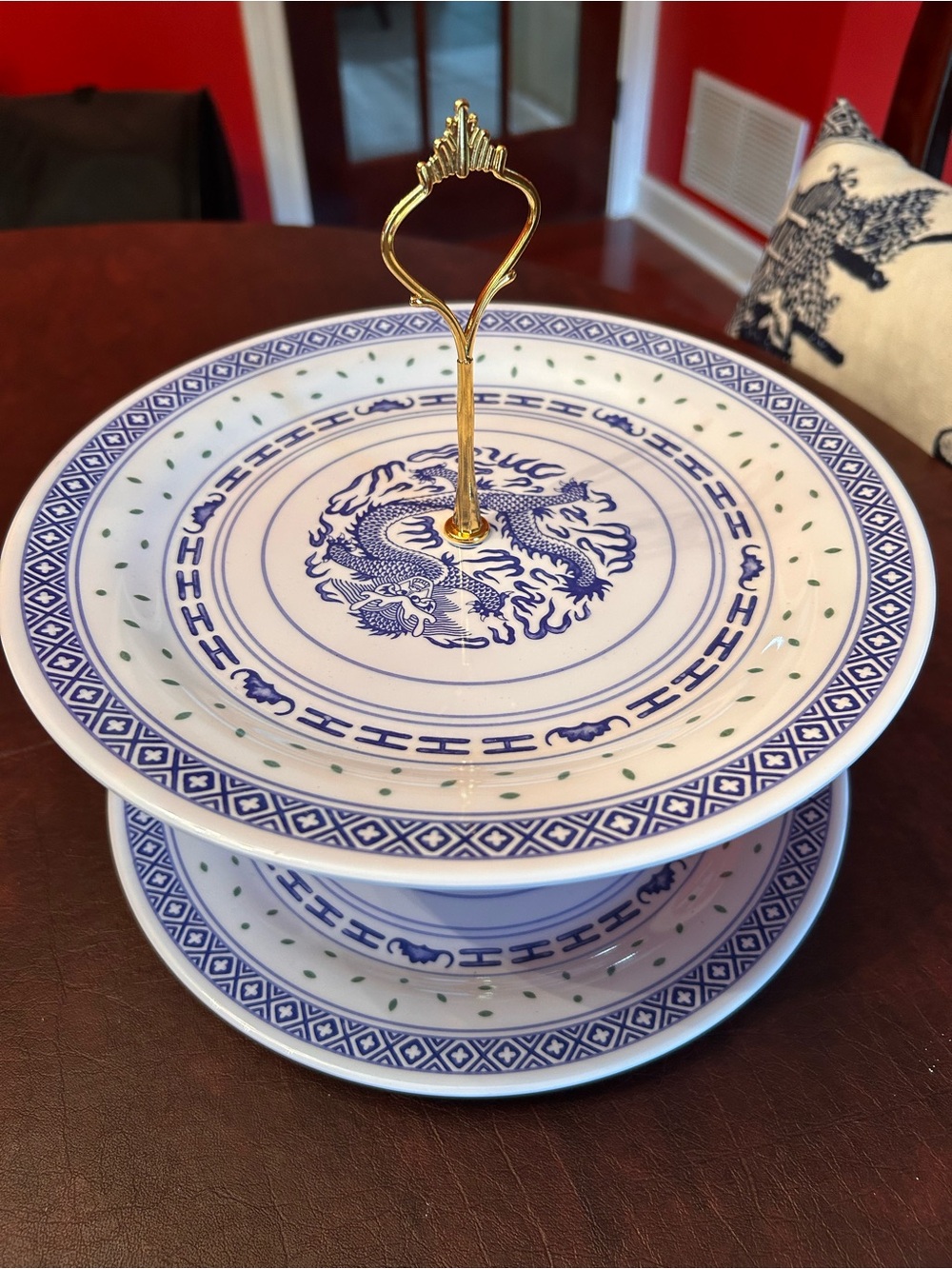 JINGDEZHEN Dragon 2 Tier Cup Cake Stand Party Decor Melamine